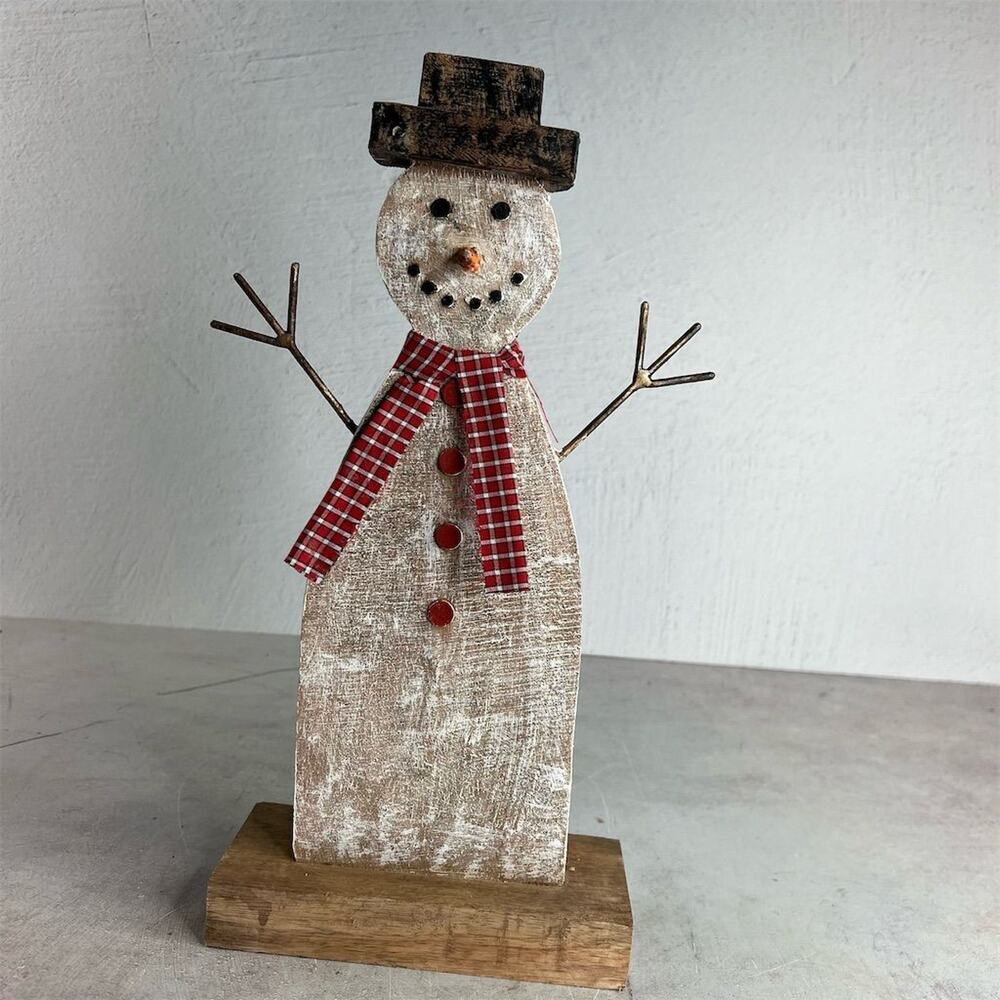 Primitives Handmade Wooden Snowman Holiday‎ Decor
